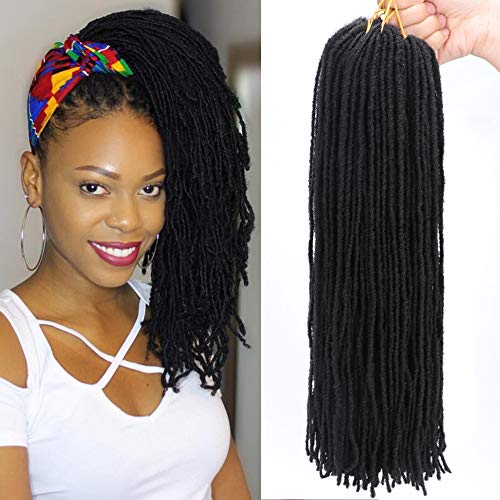 GX Beauty 5Pcs/Lot New Micro Locs Crochet Hair 18inch Goddess Locs Crochet Braids Hair Straight Natural Sister Locs Braiding Hair Extensions(1B#)