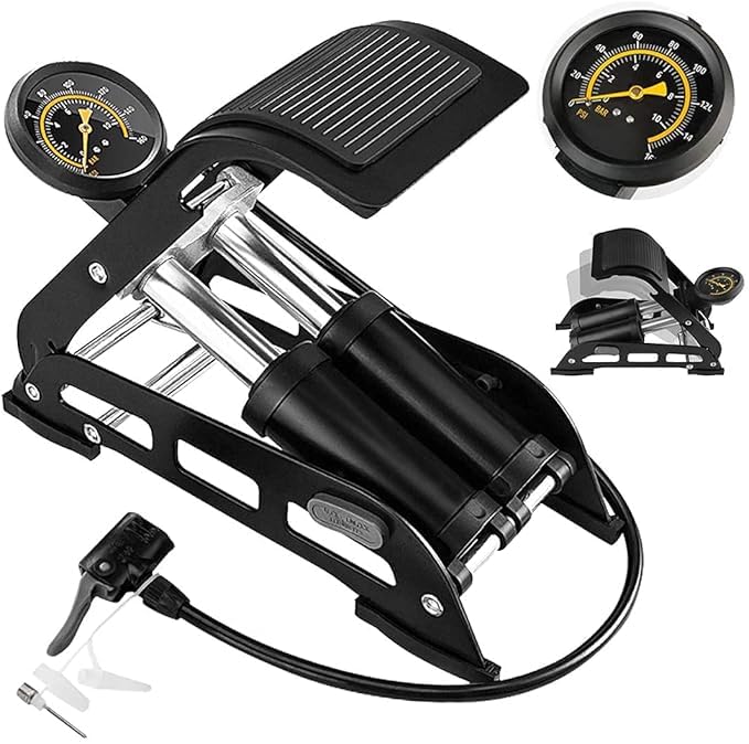 Image of Kian Foot Operated Tyre Inflator|160 PSI Double Portable Foot Air Pump|Rapid Inflation|Hands-Free,for Motorbike,Cars,Bicycle, Football,Cycle,tubeless tyre Quick and Efficient Pumping High Pressure