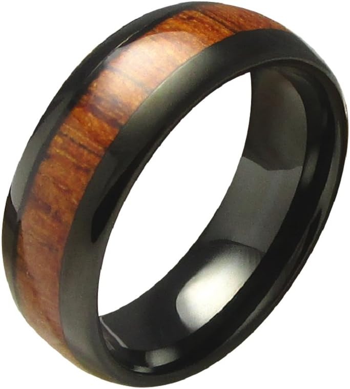 Men's Ring Black Wooden Ring Tungsten Ring Men's Ring # 63 Kikuchi