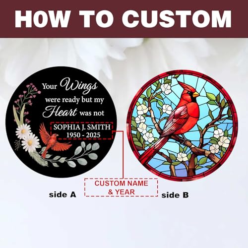 Image of ASTARIN Cardinal 24 in Personalized Wind Chimes, Memorial Gifts for Loss of Loved One Mother Dad, Grief Gifts for Women, Condolences Gift for Funeral, Patio Garden Decoration