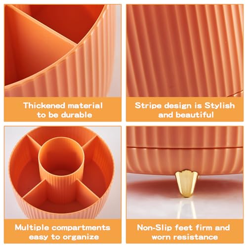 Image of fanado 360 Rotate Makeup Brush Holder Organizer, Makeup Organizers Countertop, Makeup organization and Skincare Storage for Vanity, Desktop, Bathroom (Orange)