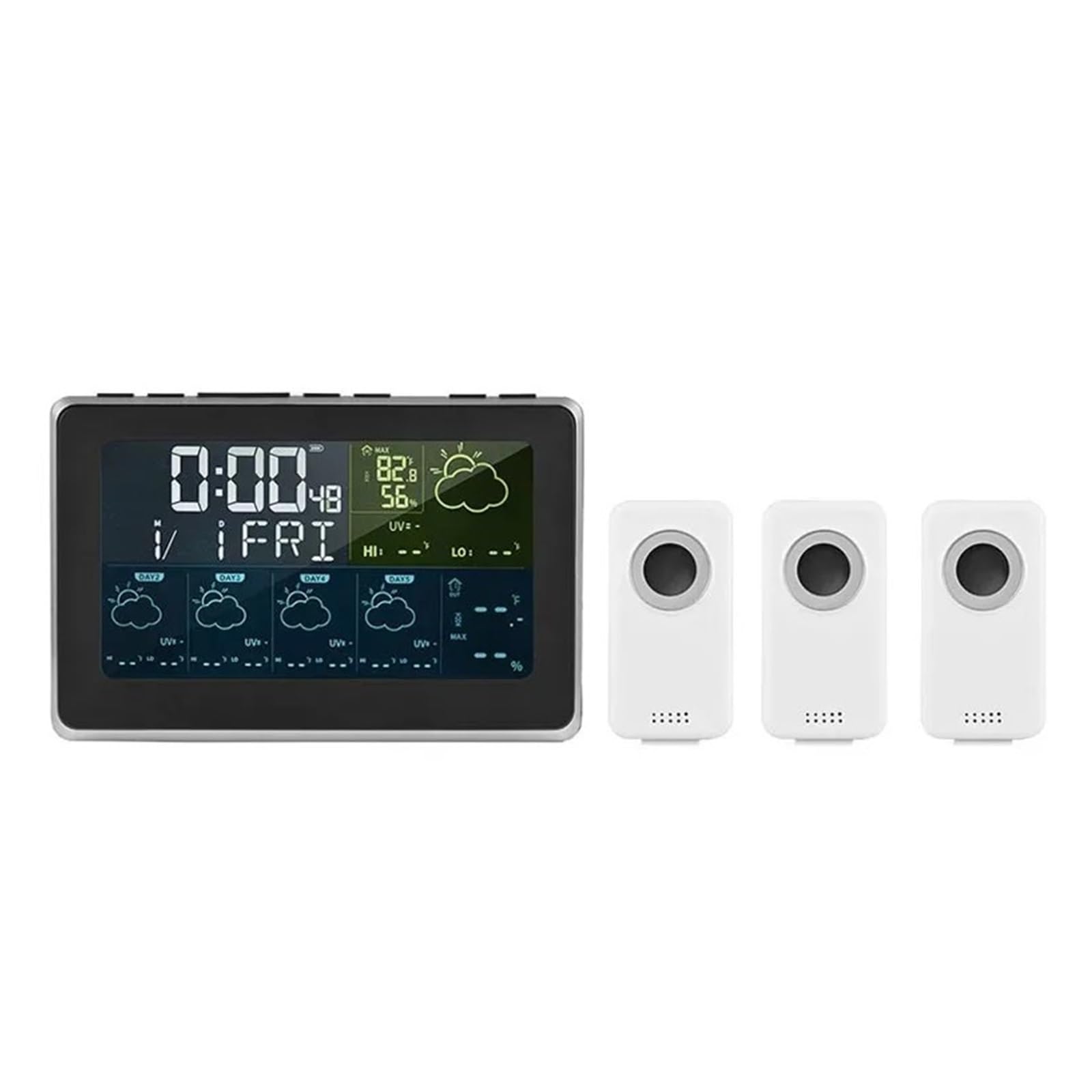 Tuya WiFi Smart Weather Station Controllo App Monitoraggio Digitale Del'umidità Dela Temperatura Previsioni Meteo for 5 Giorni 3 Modeli di Sveglia(3 Sensor)