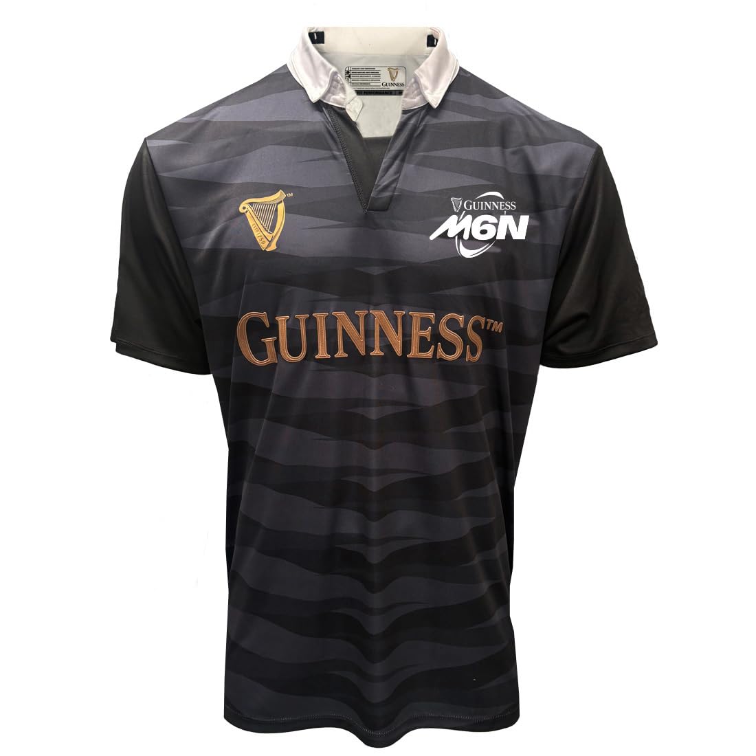 Maillot de rugby Guinness Six Nations M6N Noir et Gris Performance