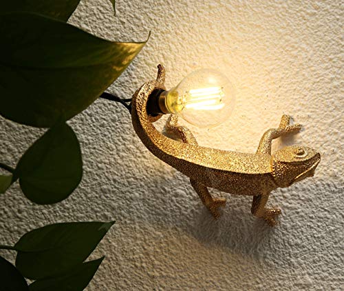 Image of MAYOLA Modern Chameleon Table Light,Wall Lamp, Resin Chameleon Lighting Fixture for Living Room, Bedroom, Office, College Dorm (C-Style-Wall, Gold)