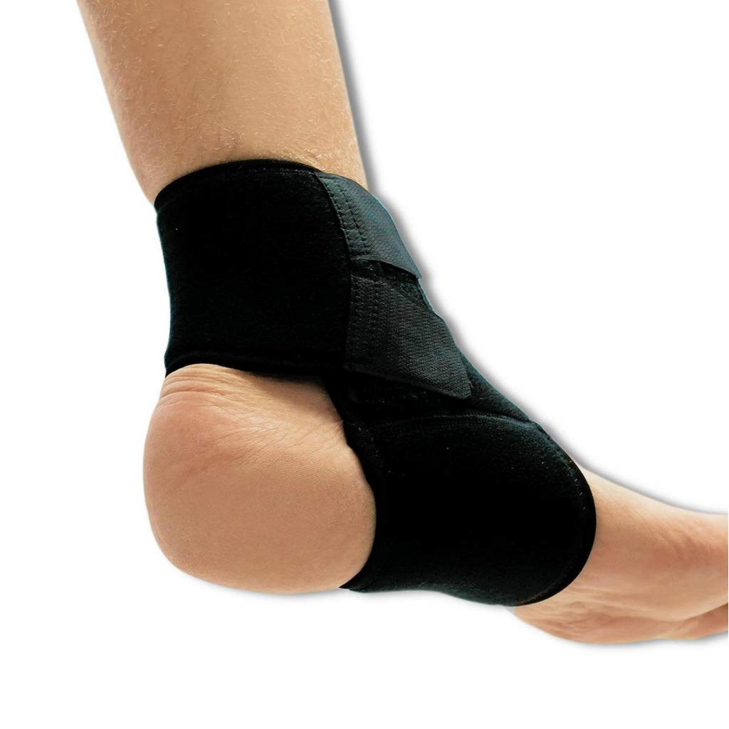 Black Unisex Breathable Neoprene Ankle Support Wrap Compression Brace Foot Protector, Provides Support Against Sprain and Strain Left Leg