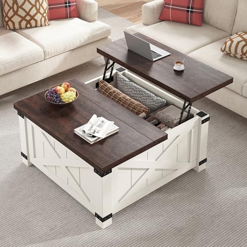 EnHomee Lift Top Coffee Table with Storage, 35.7" W Square
