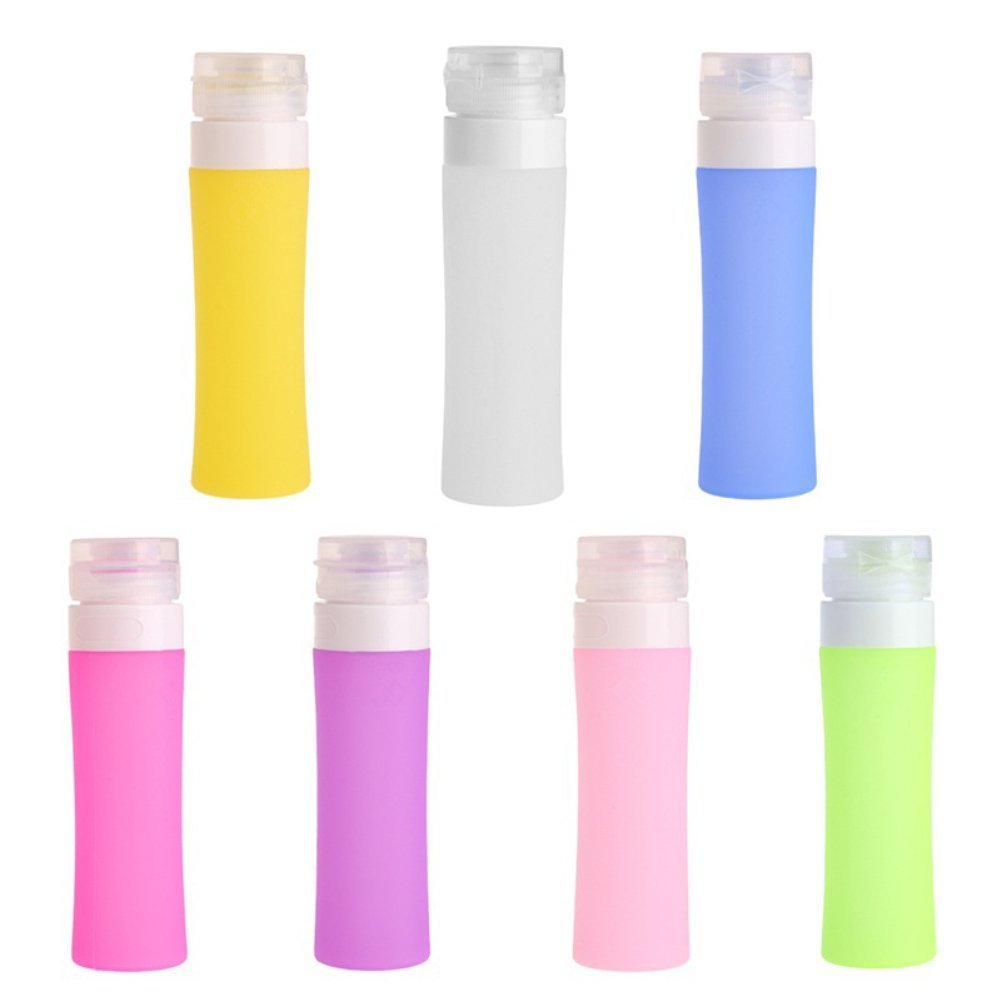 ALCYONEUS Portable Refillable Silicone Bottle Traveler Lotion Bath Shampoo Containers size 60 ml (White)