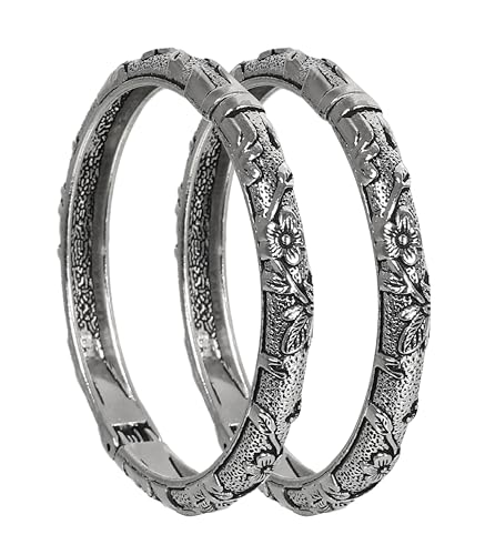 Indian Designer Fashion Handmade Traditional Ethnic Silver Oxidized Bollywood Kada Open Bracelet Bangles