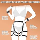 BDSM Bondage Taille Bein Harness Sex Fesseln Set, Leder Sexy Oberschenkel Harness für Frauen Sex, Verstellbaren Sexspielzeug mit Handschellen für Paare