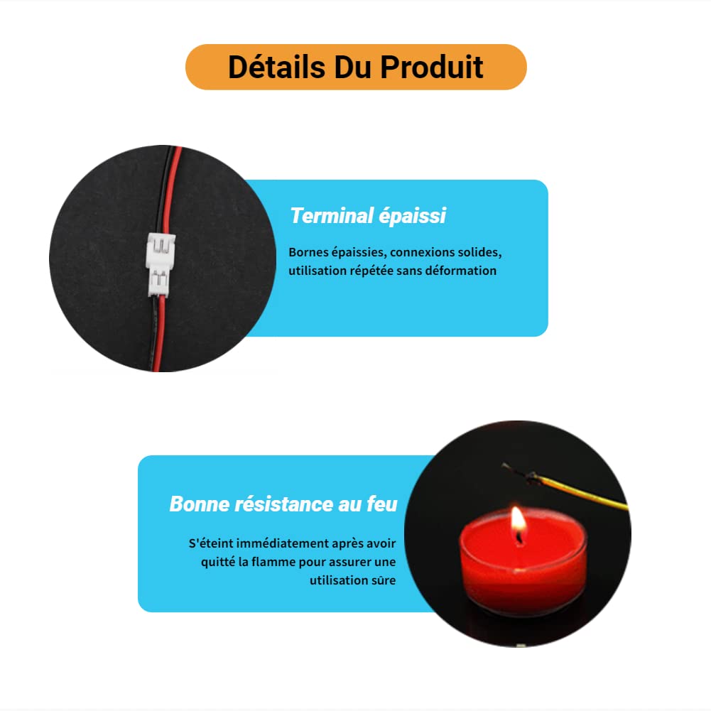 20 Paires Connecteurs Micro JST 1.25mm 2/3 Broches Avec Câbles - Pour Carte PCB