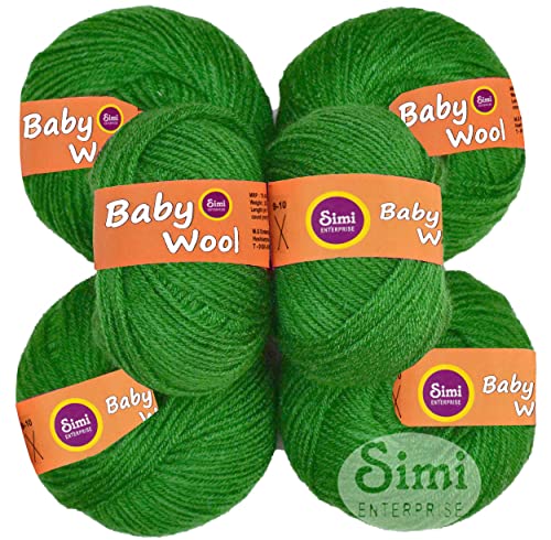 Image of 100% Acrylic Wool Leaf Green 12 Pc Baby Wool 4 ply Wool Ball Hand Knitting Wool /Art Craft Soft Fingering Crochet Hook Yarn-IDArt-HF