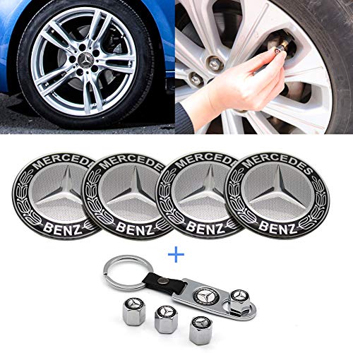 Fast & Furious 4PCS 65mm Car Wheel Center Hub Caps Emblem Badge Sticker for Mercedes Benz (Black)