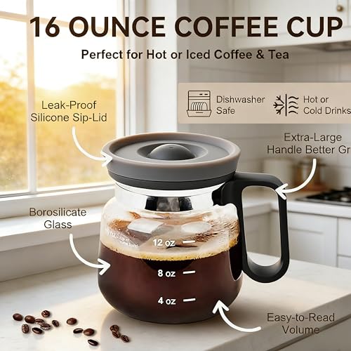 Taza de vidrio con forma de cafetera 16 oz miniatura 3
