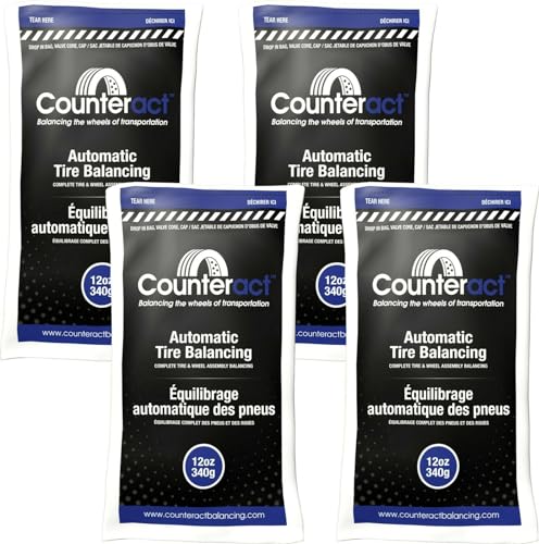 Counteract 12OZ-B4 Centrifugal Force Tire/Wheel Balancing Beads - Off-Road Vehicles, Light Duty Truck Tires, (4) 12oz Balance Bead Bags, (4) Valve Caps and Cores