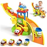 Cadeaux bien pensés pour les bébés : le circuit de course de voitures peut être assemblé sans problème, peut apprendre les couleurs de base, les formes et les connexions et épissures correspondantes. C'est un jouet qui intègre plusieurs fonctions telles que le stationnement, le toboggan et l'assemblage. Cela aidera à améliorer la pensée logique, les compétences pratiques et la conscience des couleurs. Le choix parfait pour les cadeaux pour les petits pour la fête des enfants, Noël ou un anniversaire