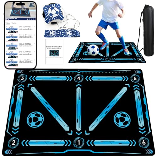 Premium Soccer Training Mat with Video Guide - Non-Slip Soccer Footstep Practice Mat-Training...