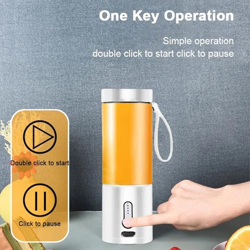 Portable Juicer Smoothie Blender USB Rechargeable Food Processor Fruit Mixer Machine Mini Juicer Blender Cup 530ML [White]