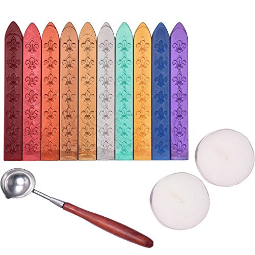 Outus Antique Sealing Wax Sticks Set Without Wicks Retro Spoon and Candles for Retro Vintage Wax Seal Stamp, 13 Pieces
