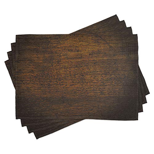 Ambesonne Wooden Print Place Mats Set of 4, Old Vintage Antique Timber Oak Background Rustic Floor Artisan Photo, Washable Fabric Placemats for Dining Table, Standard Size, Chestnut Brown -  ser_27207