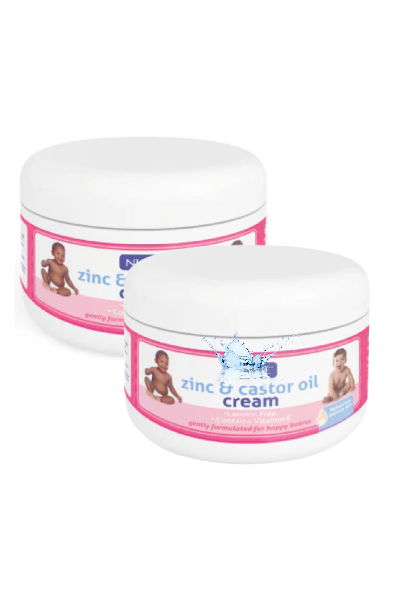 Gentle Zinc & Castor Oil Cream Bundle - 2 × 200 ml Tubs with E‑Ficci Thank You Card - Lanolin-Free Skin Protectant