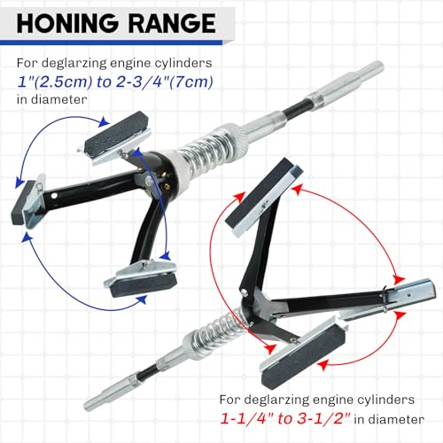 Weyleity MS-1221-01 2Pcs Engine Cylinder Hone Tool | 1 Inch To 2-3/4 Inch And 1-1/4 Inch To 3-1/2 Inch Diameter Adjustable Deglazer With Extra 6Pcs Stones 220 Grit Engine Cylinder Hone Set thumb #1