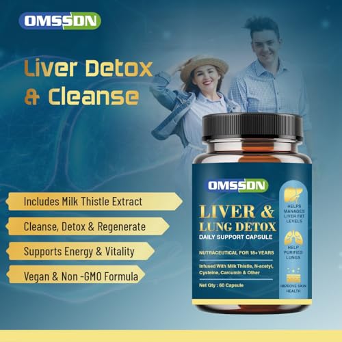 Image of Liver Detox Supplement & Lung Detox Daily Support With Milk Thistle and Curcumin For Fatty liver 60 Capsules (Pack of 2)