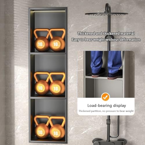 Colonne de douche murale acier inoxydable à LED étagère intégrée grise