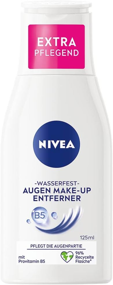 NIVEA Waterdichte oogmake-up remover (125ml), zachte make-up remover met kamille-extract en provitamine B5, verwijdert zelfs waterdichte mascara en make-up