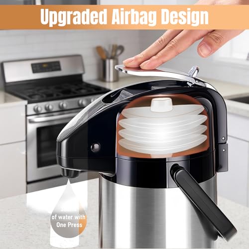 Image of Upgraded Airpot Coffee Carafe with Double Pump - 84oz /2.5L Coffee Carafe for Keeping Hot, Beverage Dispenser for Hot /Cold Beverage (1, 3L-Stainless Steel Color)