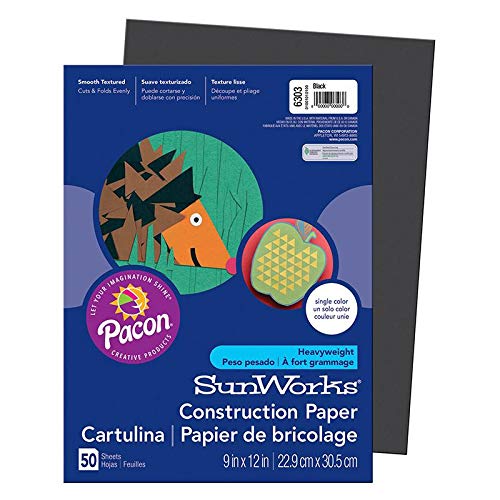 Pacon Sunworks Construction Paper (Black) - 9 In. x 12 In. 5 pcs sku# 1837953MA