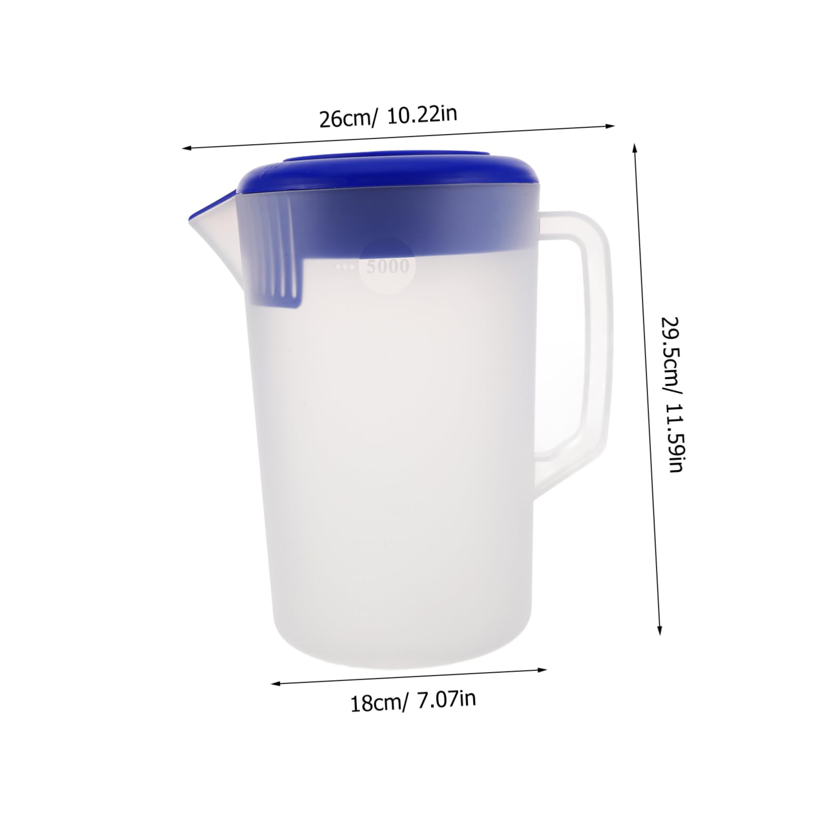 Jarra de Agua de Plástico de 5 L con Asa y Boca Ancha