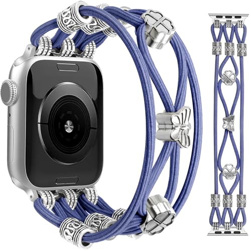 Bracelet élastique Apple Watch 40mm 44mm nylon tressé perles pour iWatch Series femme