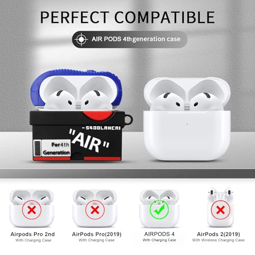 Image of [2Pack] Gedicht for Apple Airpods 4th Generation Case Cover(2024), Cute Cartoon Shoe Box Soft Silicone Protective Cases for Airpods 4th Generation Case with Keychain for Women Men，Red+Dark Blue