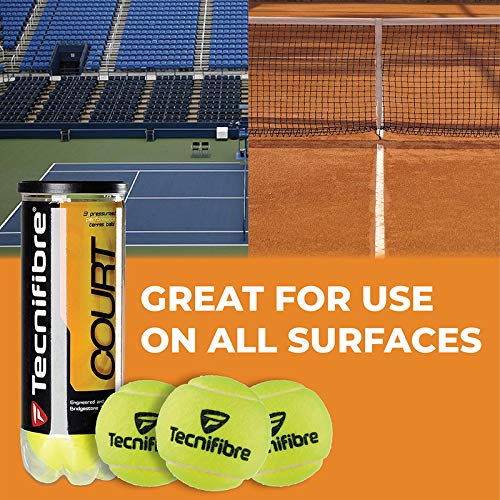 Tecnifibre Court - Hard Court Tennis Ball Cans in Multi-Packs, 3 Balls Per Can (18 Cans)