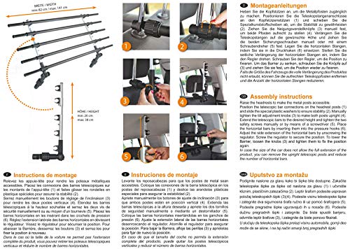 dobar® 62200 Walky Barrier Trenngitter Universal Umklappbar- Kofferraum Hundegitter - Auto Transportschutzgitter für die Kopfstütze - Gepäckgitter für Hunde Edelstahl - 28-36 x 82-141 cm - Schwarz
