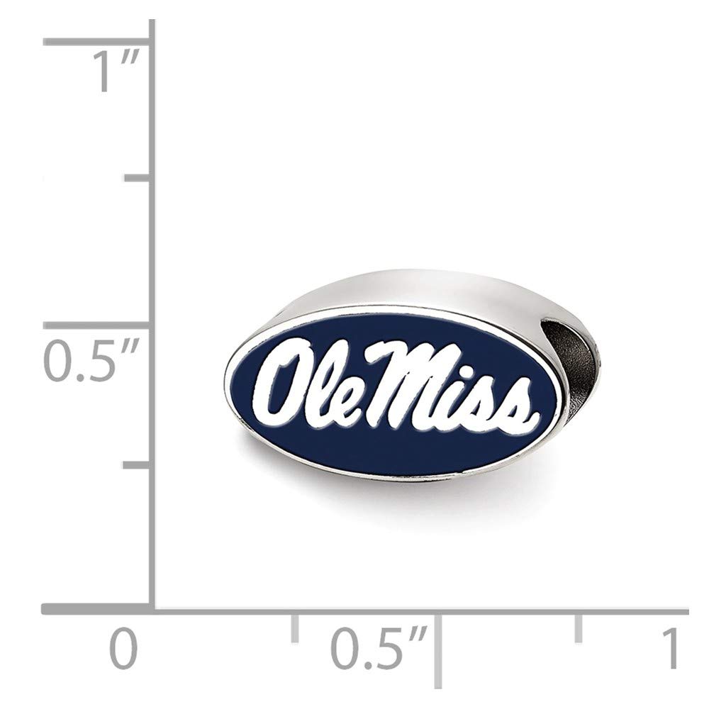 LogoArt Logo Art Sterling Silver Ole Miss Rebels in Oval Enameled Logo Bead