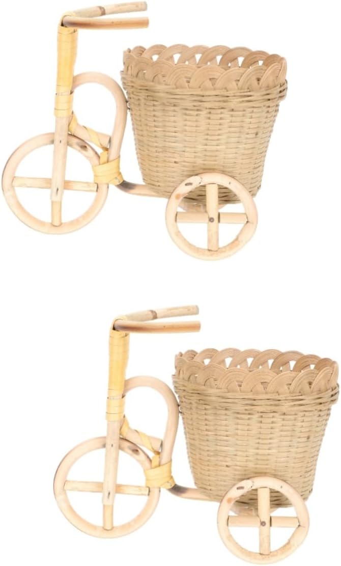 2pcs Tricycle Pen Pot Basket Woven Decorative Organizing Basket for Home Office and for Holding Pens and Sundries