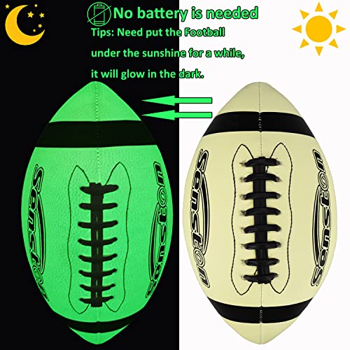 Senston Glow In The Dark Football Size 6 - Junior/Youth Glow Leather Football #TOP2