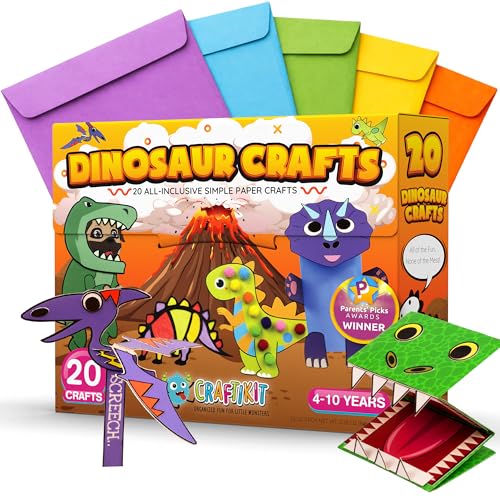 Craftikit 20 Dinosaur Crafts for Kids (Ages 3-10) all-inclusive kit