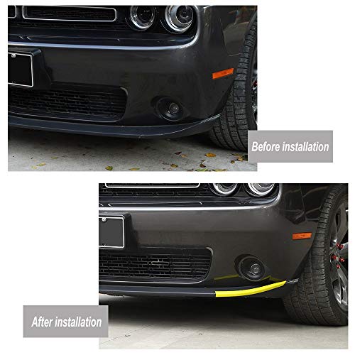 Image of JeCar Front Shovels Cover Decoration Kit Deflector Spoiler Bumper Lip Body Shovels Bumper Exterior Decals Sticker Accessories for 2015-2025 Dodge Challenger SXT, Yellow