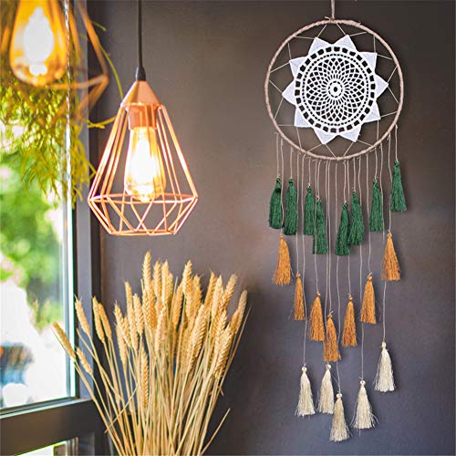 Artilady Macrame Dream Catchers For Bedroom - Tassel Wall Hanging Handmade Dreamcatchers Home Decor With Tassel Feather Ornament Craft Blessing Gift (Green Mix) #TOP1