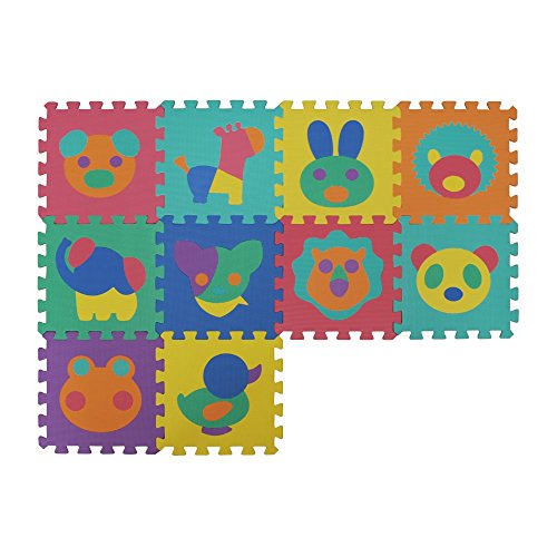 Preisvergleich Produktbild VeloVendo® Puzzle-Spielmatte / Verzahnte Puzzle Quadrate fördern die visuelle-sensorische Entwicklung / Sanfte Baby-Bodenmatte / EVA Schaumstoff Bodenquadrate / TÜV Rheinland geprüft (Tiere)