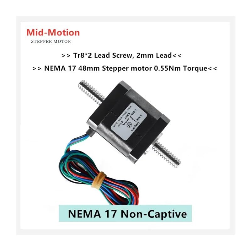 POWTAXBJGD NEMA 17 Non-Captive Stepper Electronic Starter 48mm 0.52Nm 1.5A Linear Stepper Electronic Starter with Tr8*8 Lead Screw(100mm Tr8-8)