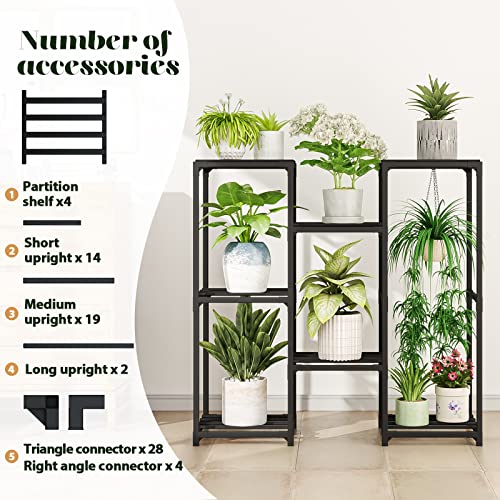 Gentingbro Plant Stand Indoor Outdoor Black Wood Plant Shelf For Multiple Plants Plant Rack For Living Room Patio Balcony #TOP4