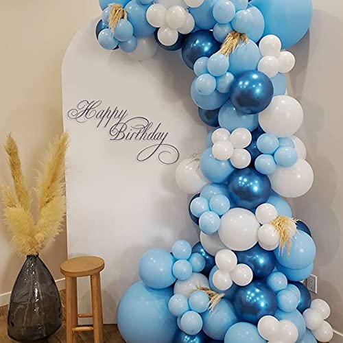 Felice Arts 161Pcs Boy\'s Birthday Blue Macaron Balloons Garland Kit Dark and Baby Blue Chrome White Balloons Arch Kit for Baby Shower Wedding Party Decoration
