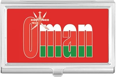 Oman Country Flag Name Business Card Holder Case Pocket Box Wallet