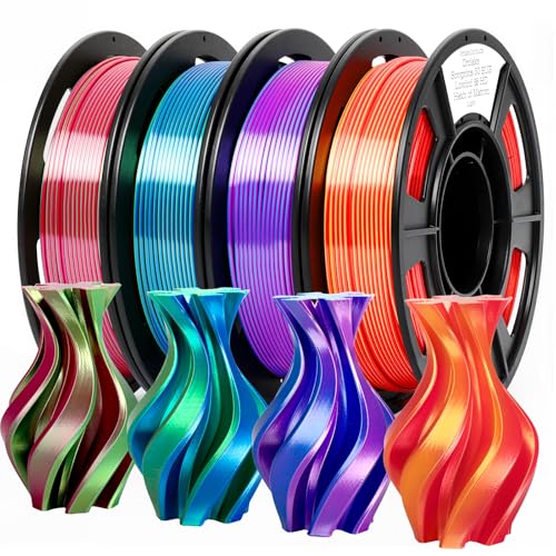 Epelay 3D Printer Filament, Two-Tone Silk PLA Filament 1.75mm±0.02mm, Color Changing Bundles, 4 x 250g Spools for FDM Pr