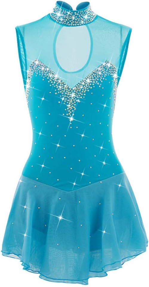 Leotard Figure Skating Dress Backless Skating Skirt Girls' Ice Skating Dresses Sleeveless Gymnastics Dancewear