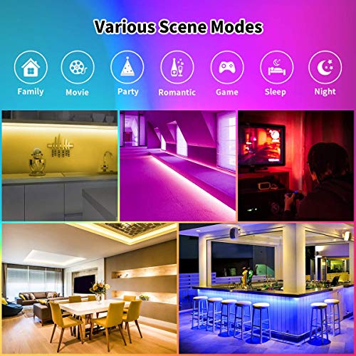 Rgb Led Strip Lights 32.8Ft,4096 Diy Colors Rope Lights With Memory Function, Self-Adhesive Color Changing Light Strip With Remote, 30Mins Timing Off Led Tape Light Kits For Home Decor #TOP4