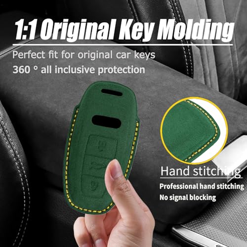 Coque clé Audi A3 A8 en cuir véritable vert protection premium luxe - 3